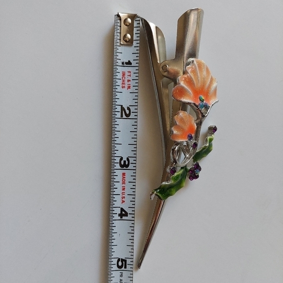 Lovely Floral Enamel 5" Hair Clip - Picture 7 of 8